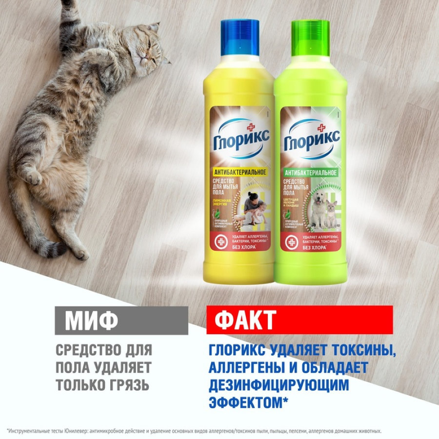 Моющее средство ГЛОРИКС для мытья полов 1л, ассорти 