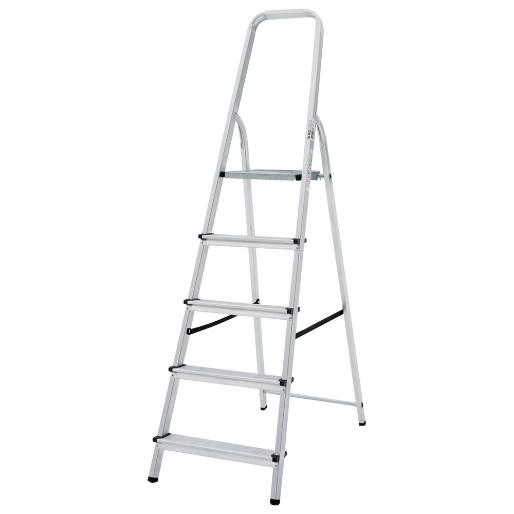 Стремянка алюминиевая 5 ступеней, высота площадки 1,04м, дуга безопасности 0,6м, площадка 26х26см, до 150кг, вес 4кг, НОВАЯ ВЫСОТА