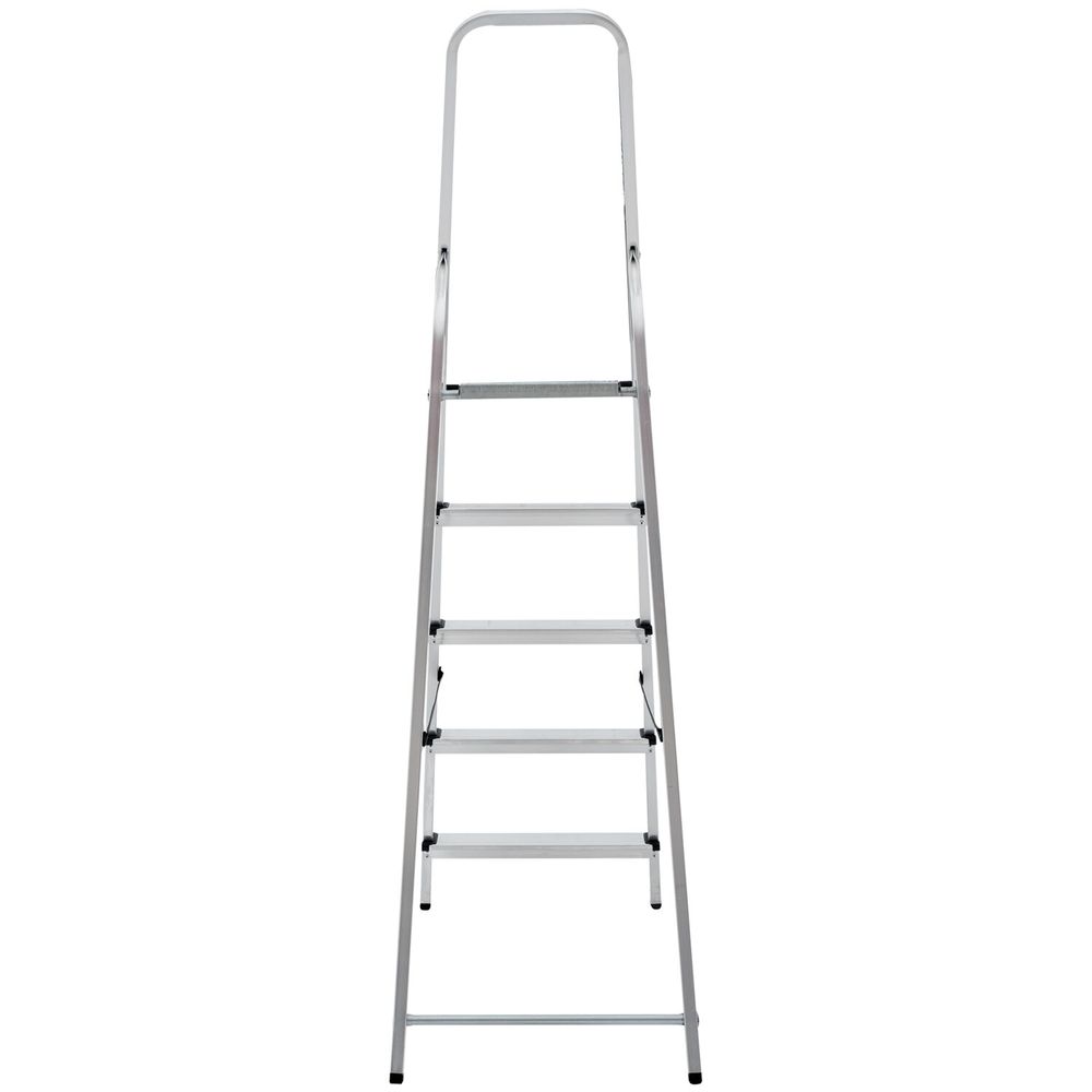 Стремянка алюминиевая 5 ступеней, высота площадки 1,04м, дуга безопасности 0,6м, площадка 26х26см, до 150кг, вес 4кг, НОВАЯ ВЫСОТА