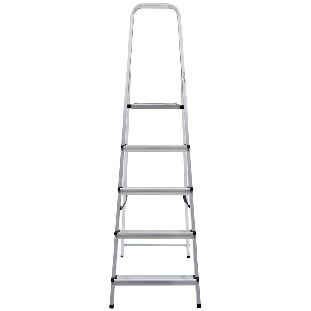Стремянка алюминиевая 5 ступеней, высота площадки 1,04м, дуга безопасности 0,6м, площадка 26х26см, до 150кг, вес 4кг, НОВАЯ ВЫСОТА