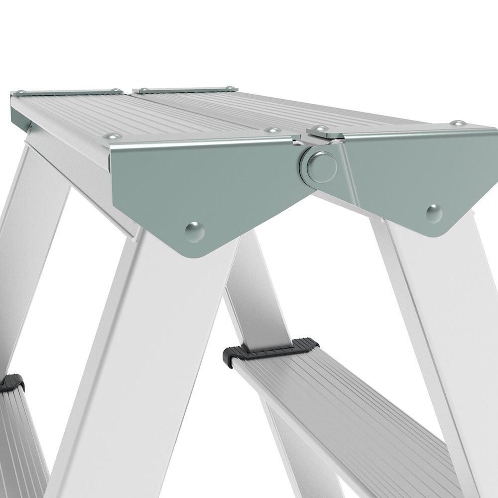 Стремянка алюминиевая двухсторонняя 2х2 ступени, высота площадки 0,43 м, до 150 кг, вес 1,8 кг, НОВАЯ ВЫСОТА