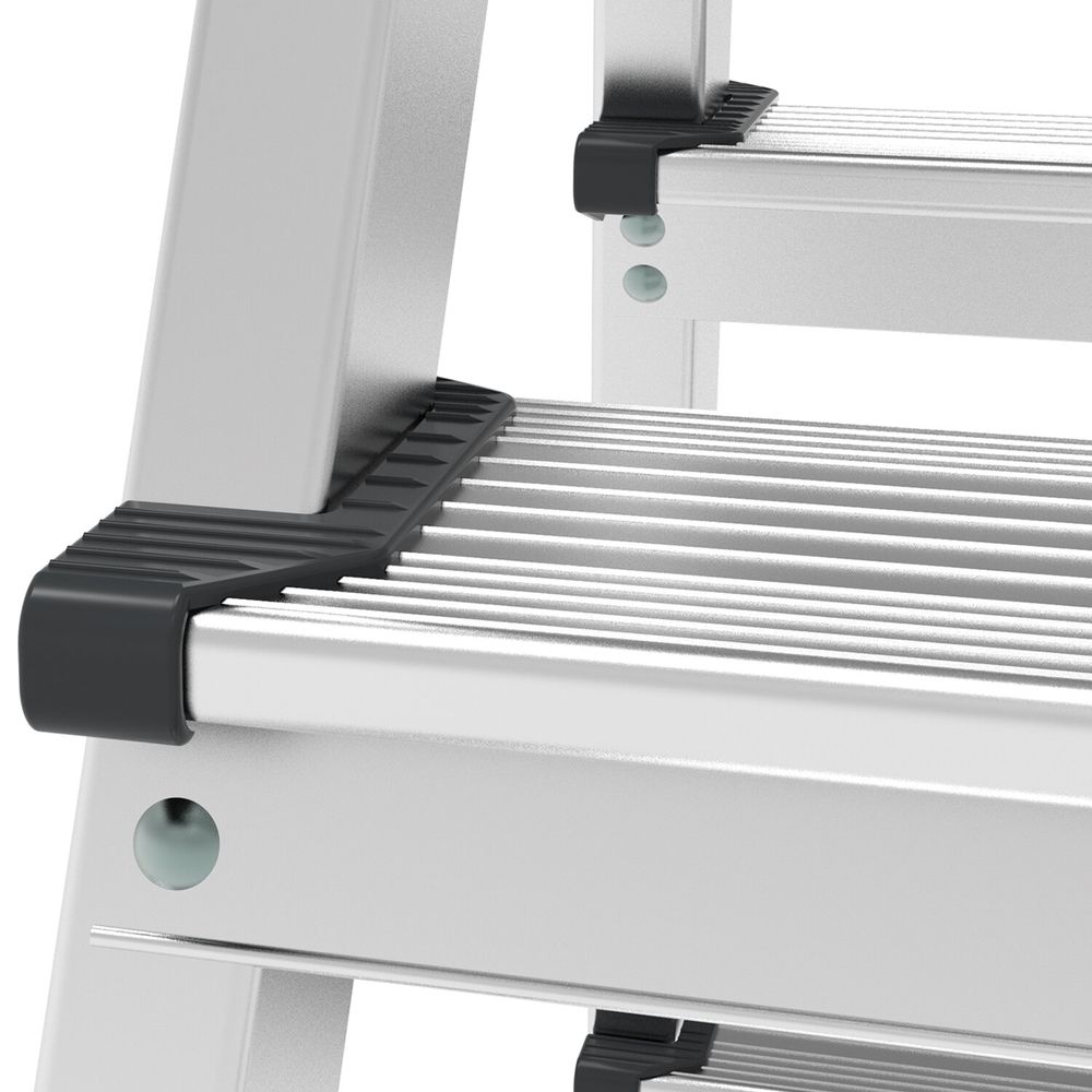 Стремянка алюминиевая двухсторонняя 2х2 ступени, высота площадки 0,43 м, до 150 кг, вес 1,8 кг, НОВАЯ ВЫСОТА