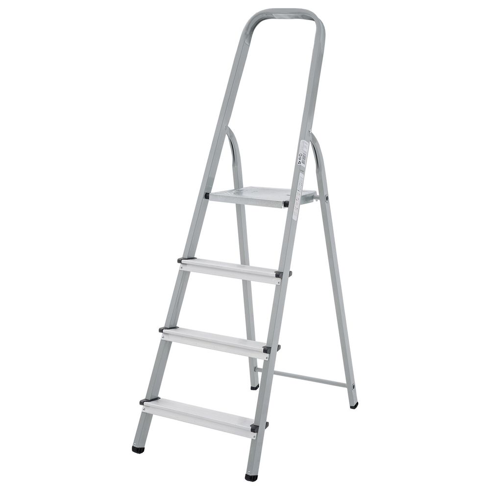 Стремянка сталь / алюминий 4 ступени, высота площадки 0,81м, дуга 0,6м, площадка 26х26см, до 150кг, вес 5,2кг НОВАЯ ВЫСОТА