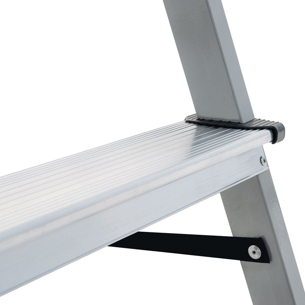 Стремянка сталь / алюминий 4 ступени, высота площадки 0,81м, дуга 0,6м, площадка 26х26см, до 150кг, вес 5,2кг НОВАЯ ВЫСОТА