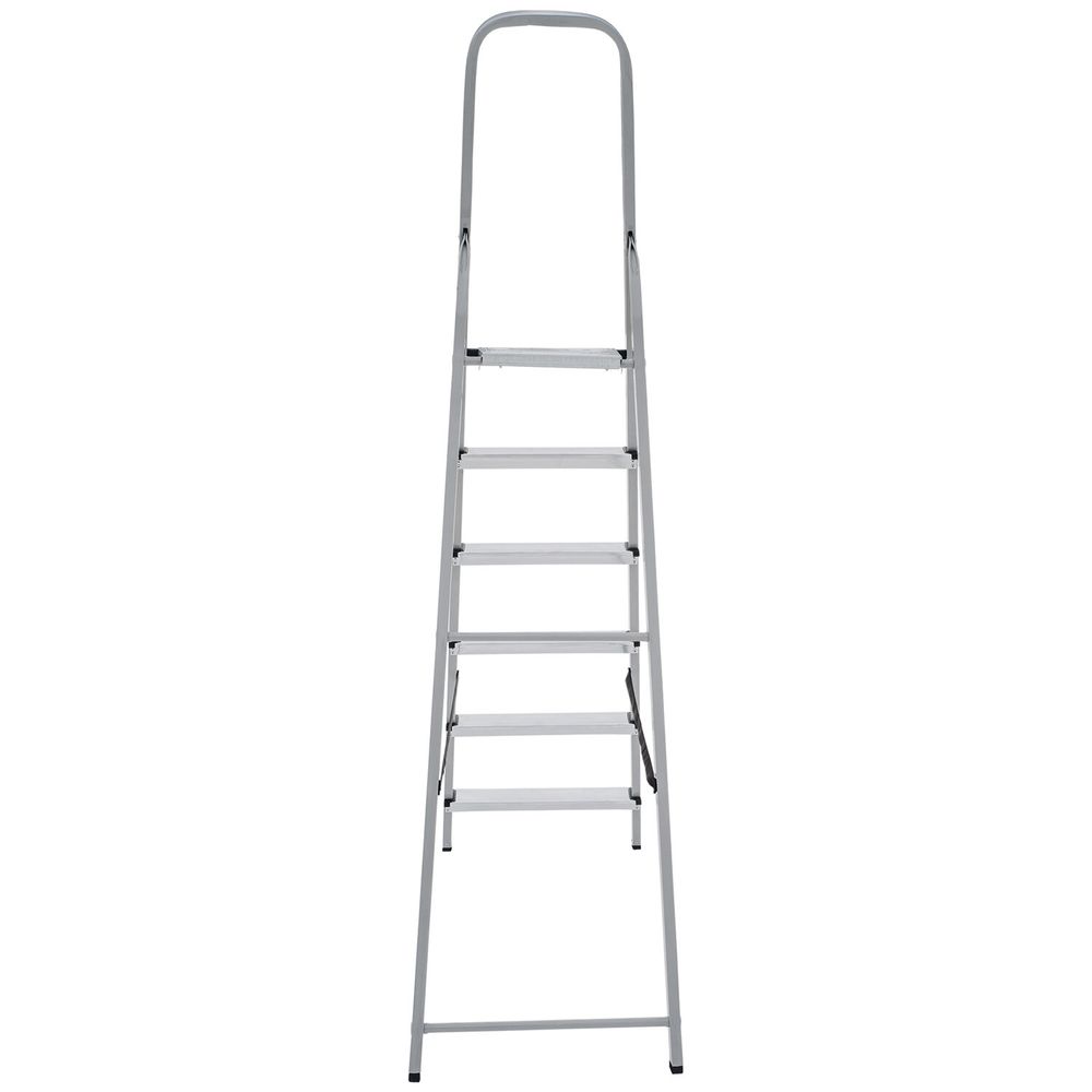 Стремянка сталь / алюминий 6 ступени, высота площадки 1,25м, дуга 0,6м, площадка 26х26см, нагрузка 150кг, вес 7кг НОВАЯ ВЫСОТА