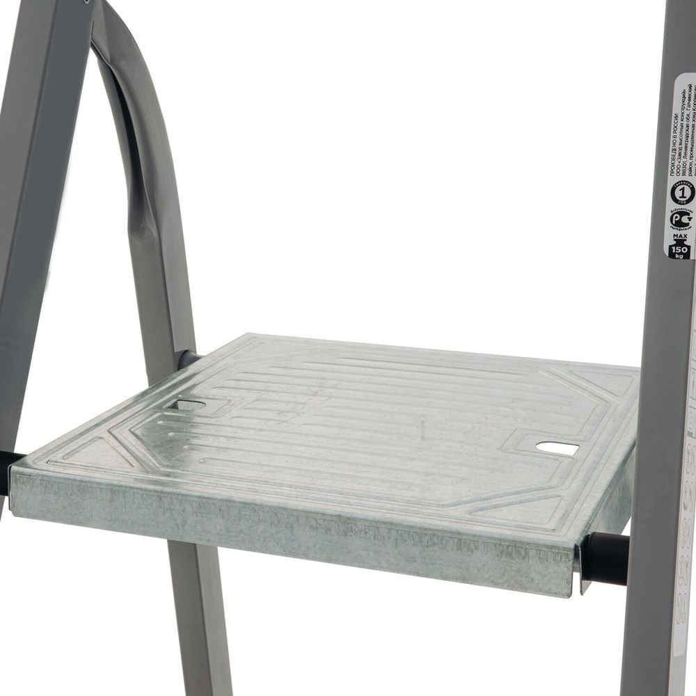 Стремянка сталь / алюминий 6 ступени, высота площадки 1,25м, дуга 0,6м, площадка 26х26см, нагрузка 150кг, вес 7кг НОВАЯ ВЫСОТА