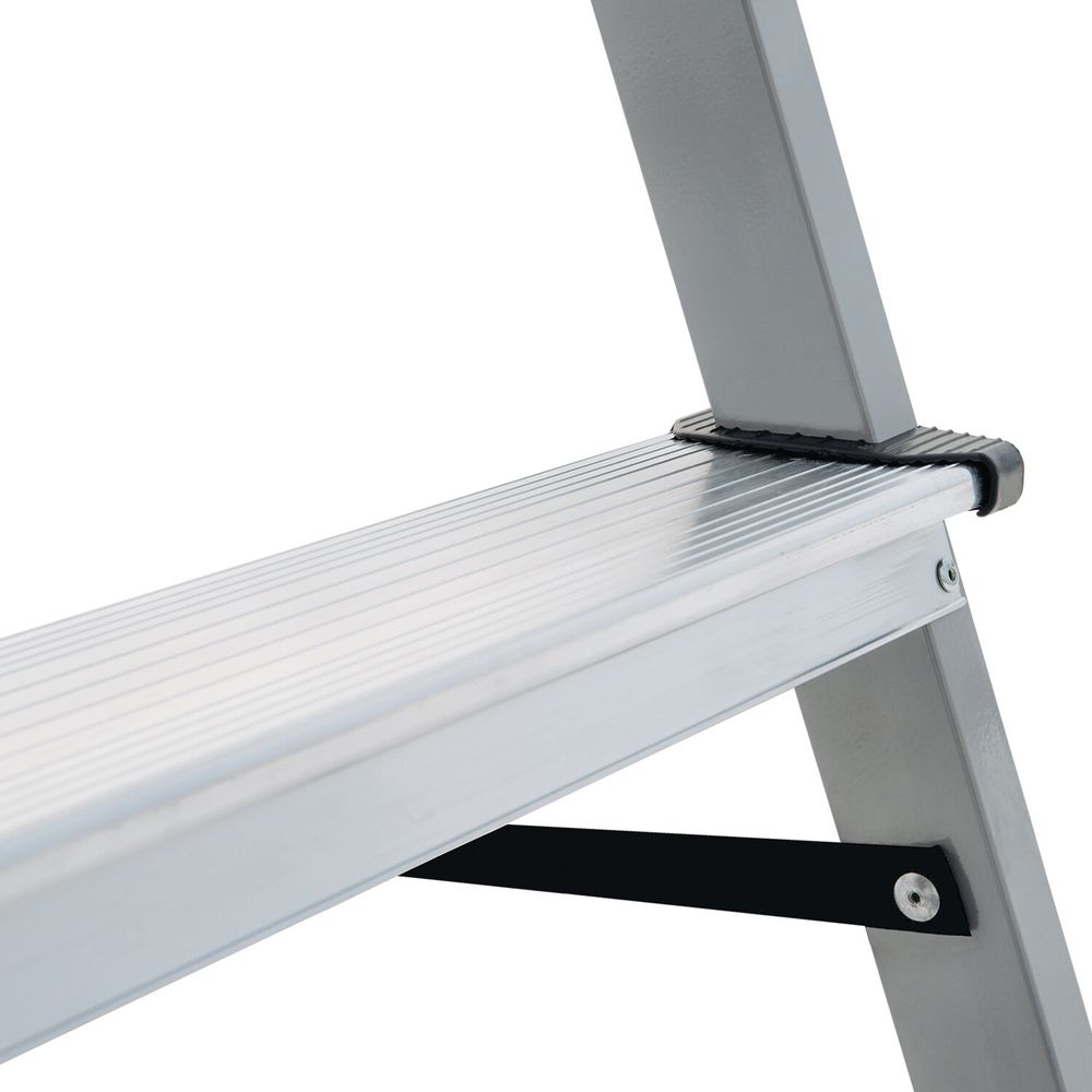 Стремянка сталь / алюминий 6 ступени, высота площадки 1,25м, дуга 0,6м, площадка 26х26см, нагрузка 150кг, вес 7кг НОВАЯ ВЫСОТА