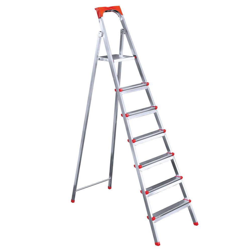 Стремянка стальная 7 ступеней, верхняя площадка 1,55 м, до 150 кг, облегченная, вес 8,74 кг