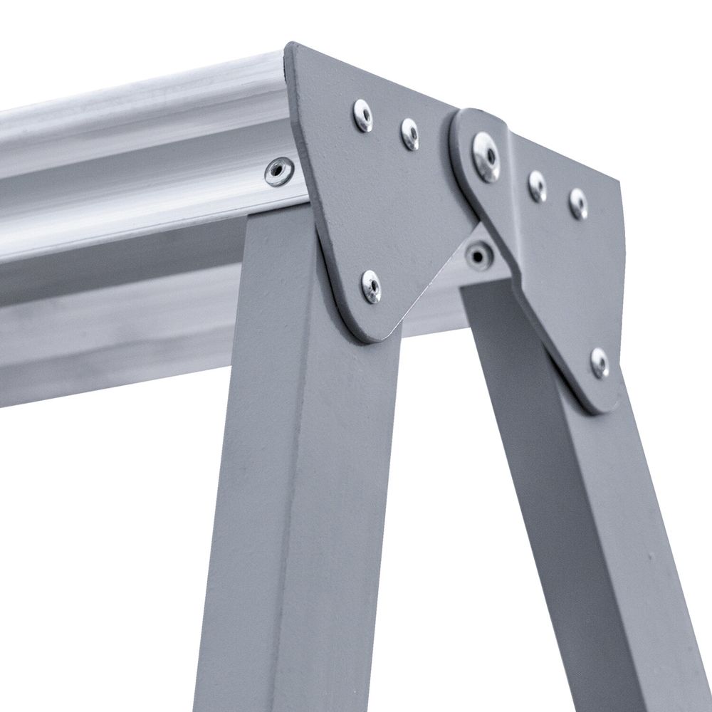 Стремянка стальная двухсторонняя 2х2 ступени, высота площадки 0,44м, алюминиевая площадка 35х16см, до 150кг, вес 2,8кг 