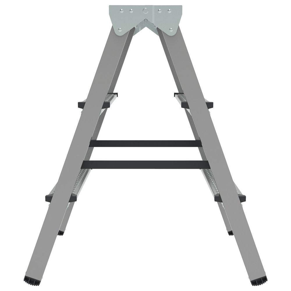 Стремянка стальная двухсторонняя 2х3 ступени, высота площадки 0,66м, алюминиевая площадка 35х16см, до 150кг, вес 4,2кг 