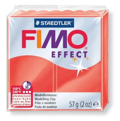 Fimo effect полимерная глина, запекаемая, 57гр цвет полупрозрачный красный