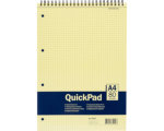 Блокнот 80л, А4, кл, спираль, QuickPad, желтые страницы с перфорацией 