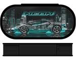 Пенал овальный Lamark "Neon Car", 1 отд., 210х90х55 мм, на молнии, дополнительный вкладыш, печать по ткани