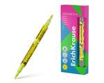 Двухсторонний текстмаркер ErichKrause  Visioline V-16 Brush Neon, цвет чернил желтый 