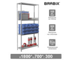 Стеллаж металлический BRABIX "MS KD-180/30/70-4", 1800х700х300 мм, 4 полки, сборная стойка