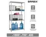Стеллаж металлический BRABIX "MS KD-180/40/70-4", 1800х700х400 мм, 4 полки, компактная упаковка