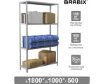 Стеллаж металлический BRABIX "MS KD-180/50-4", 1800х1000х500 мм, 4 полки, сборная стойка