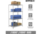 Стеллаж металлический BRABIX "MS KD-180/60-4", 1800х1000х600 мм), 4 полки, компактная упаковка