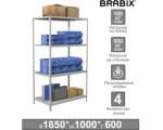 Стеллаж металлический BRABIX "MS Plus-185/60-4", 1850х1000х600 мм, 4 полки, регулируемые опоры