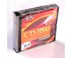 Диск CD-RW VS 700Mb, 12x, slim/5шт, перезаписываемый