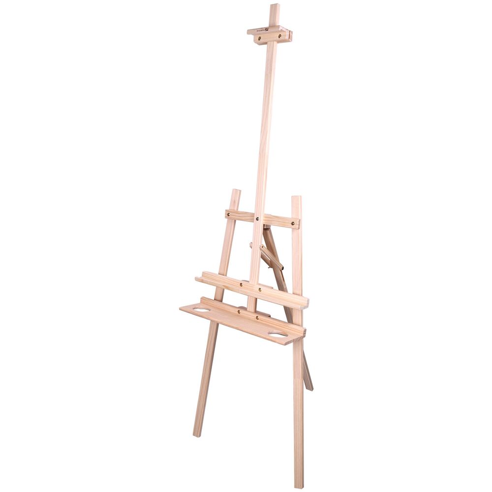 Мольберт напольный из сосны Лира с полкой, 170х55х70 см, высота холста до 107 см, BRAUBERG ART CLASSIC