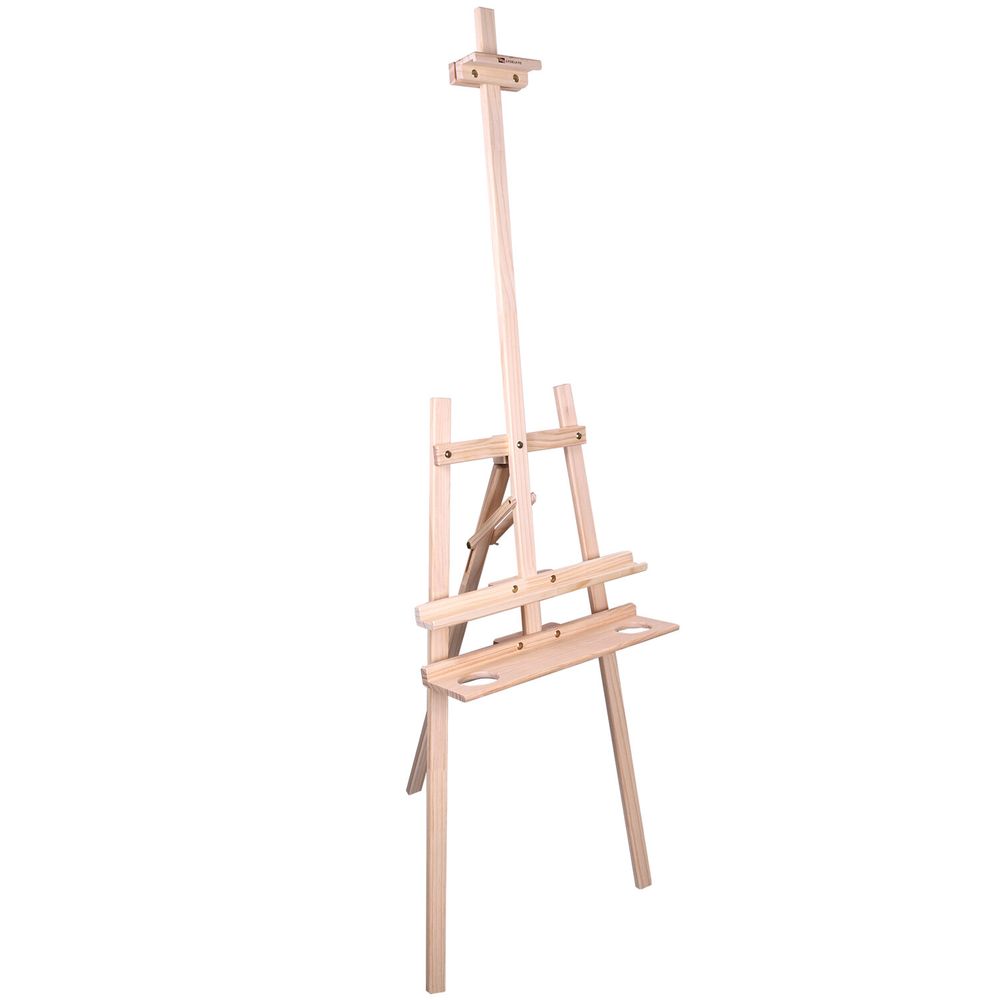 Мольберт напольный из сосны Лира с полкой, 170х55х70 см, высота холста до 107 см, BRAUBERG ART CLASSIC