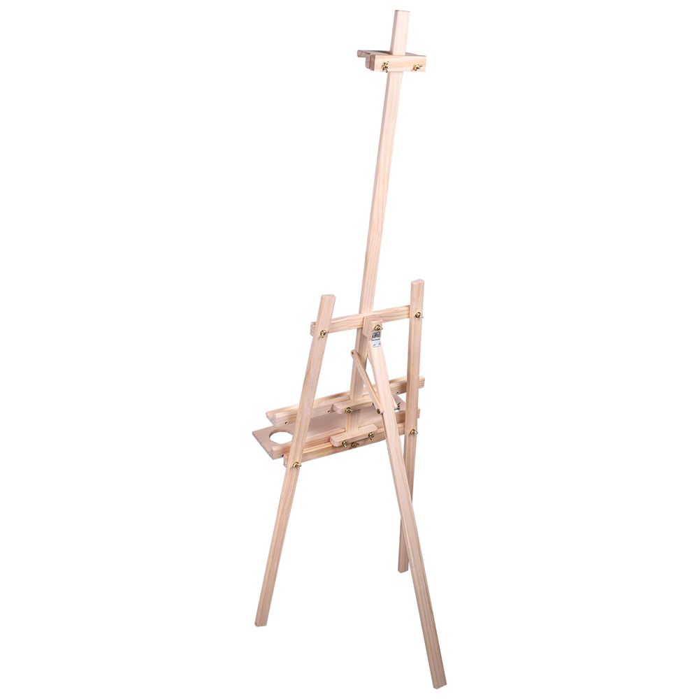 Мольберт напольный из сосны Лира с полкой, 170х55х70 см, высота холста до 107 см, BRAUBERG ART CLASSIC