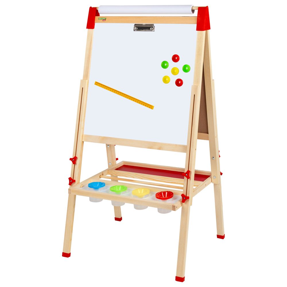 Мольберт растущий 3 в 1 для мела/магнитно-маркерный 50х50 см, бумага для рисования, BRAUBERG KIDS