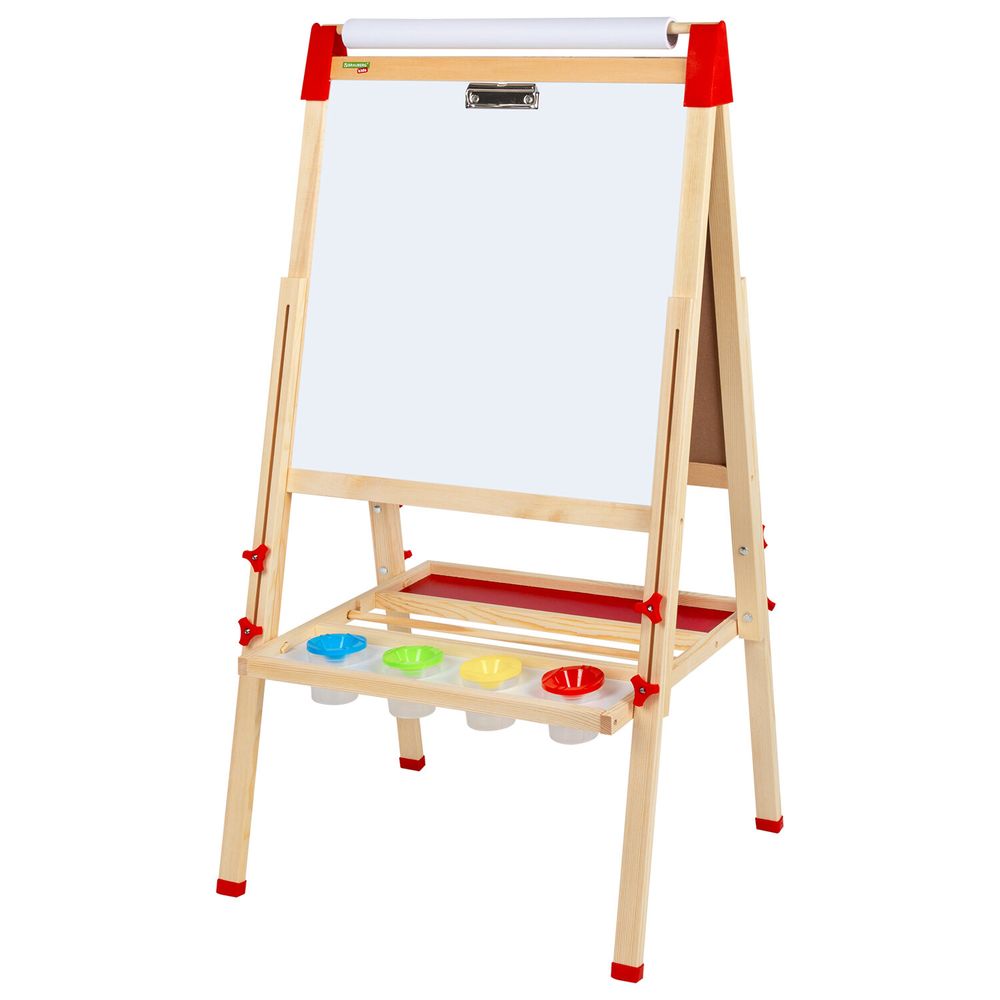 Мольберт растущий 3 в 1 для мела/магнитно-маркерный 50х50 см, бумага для рисования, BRAUBERG KIDS