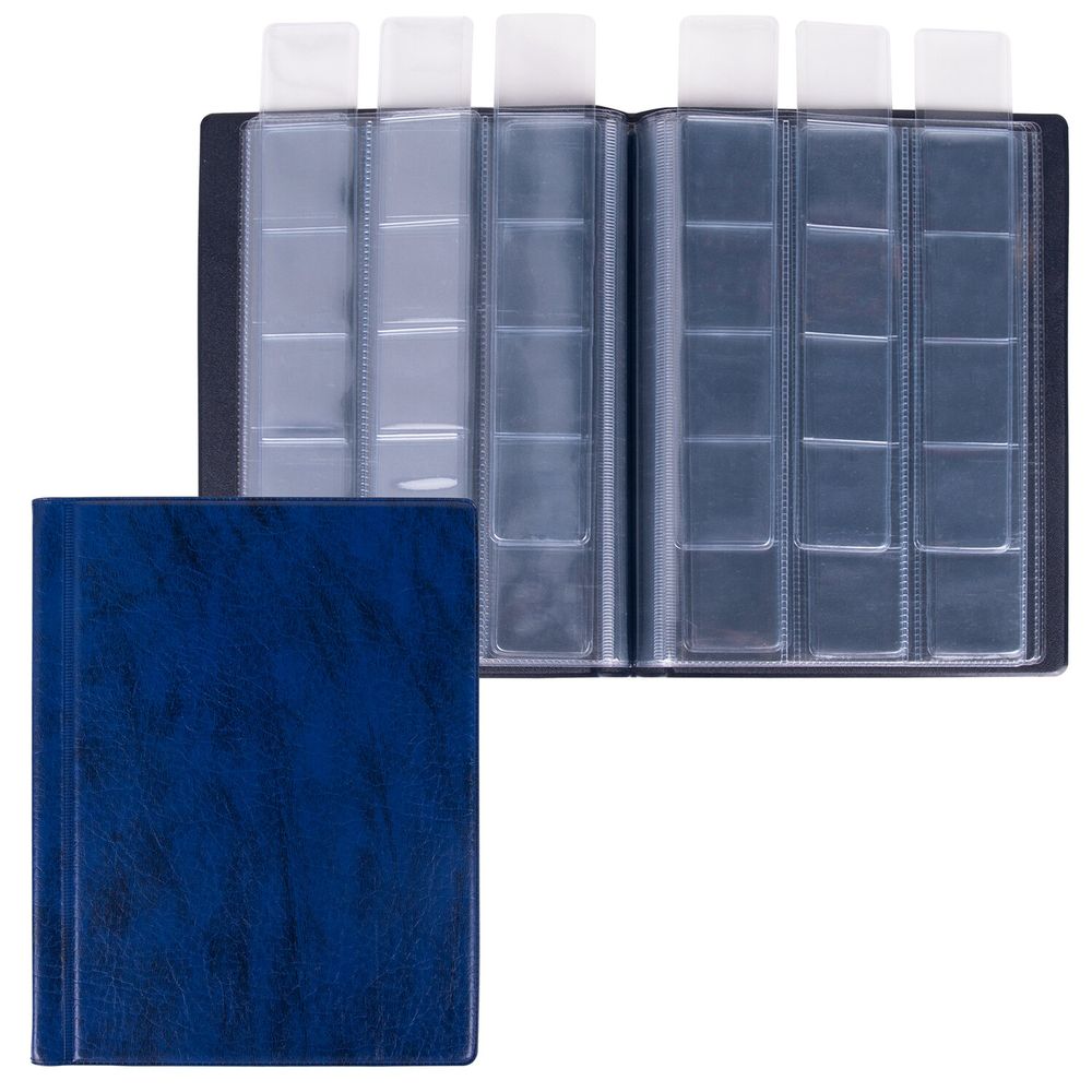 Альбом нумизмата для 90 монет (диаметр до 32 мм), 145х185 мм, синий, ОСТРОВ СОКРОВИЩ