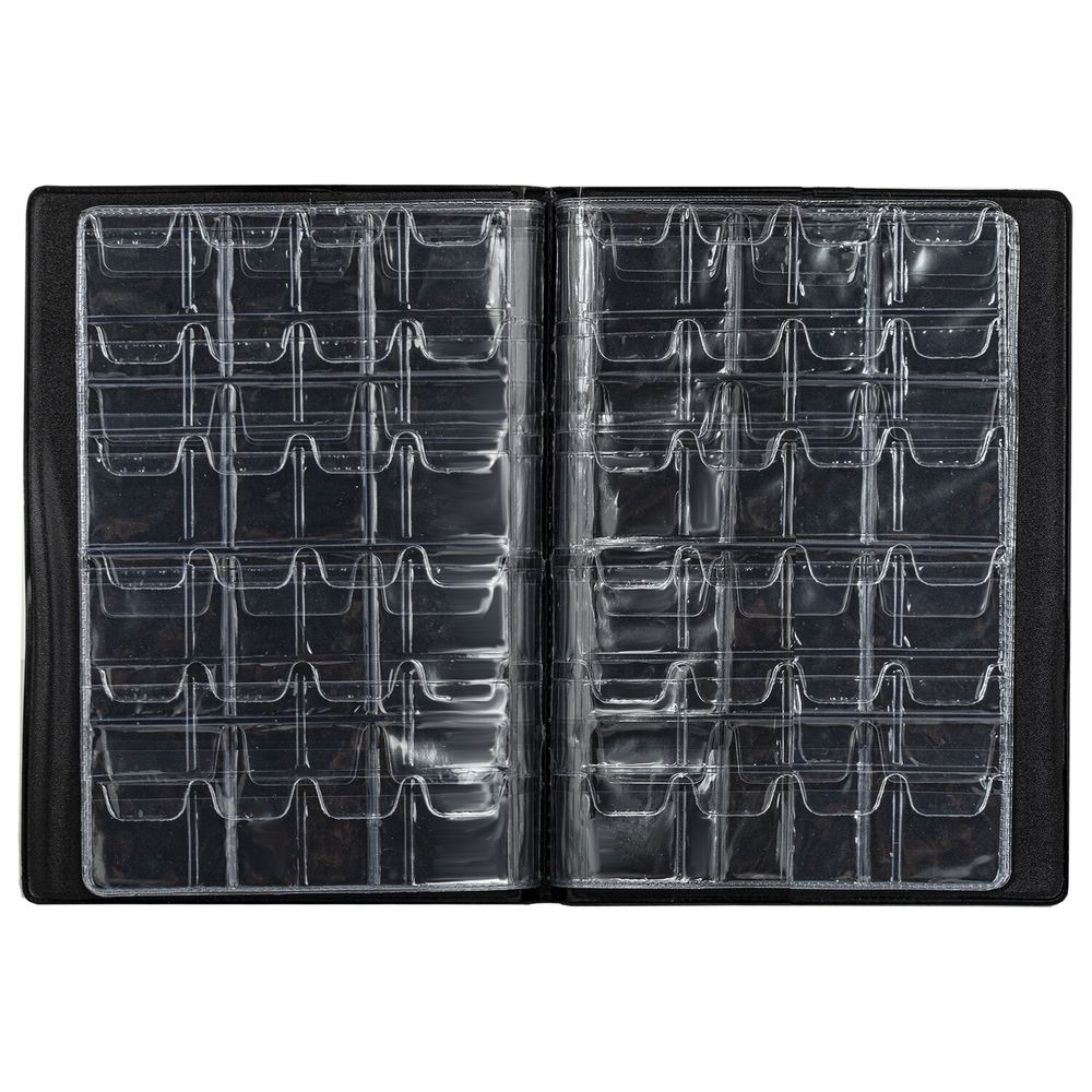 Альбом нумизмата для 96 монет, 125х175 мм, комбинированный, ПВХ, бордовый, STAFF