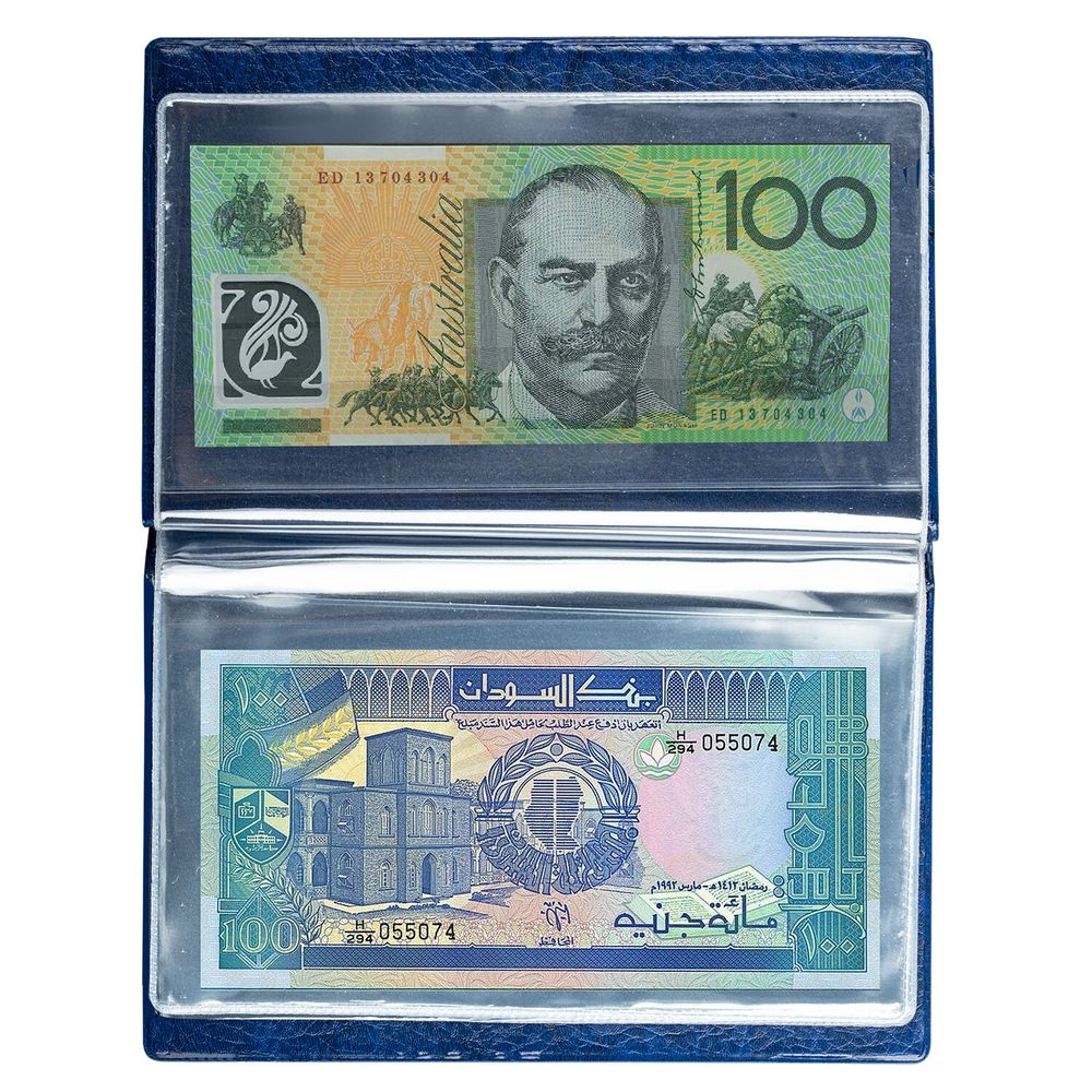 Альбом нумизмата для 24 бон (купюр), 125х185 мм, ПВХ, синий, STAFF