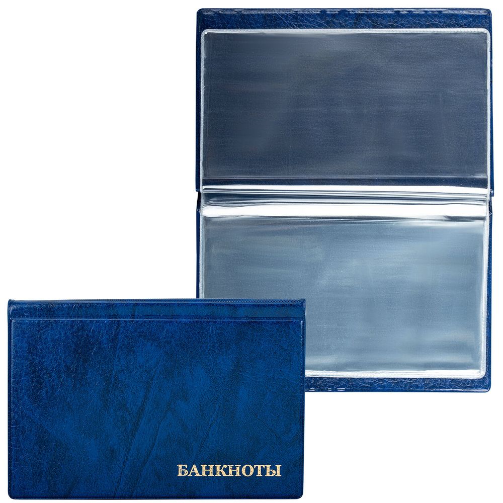 Альбом нумизмата для 24 бон (купюр), 125х185 мм, ПВХ, синий, STAFF