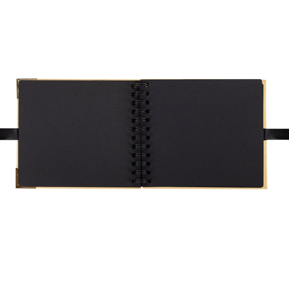 Фотоальбом 16х18 см, 20 черных листов, обложка КРАФТ, уголки/стикеры/ручка/клей, BRG Black&Kraft