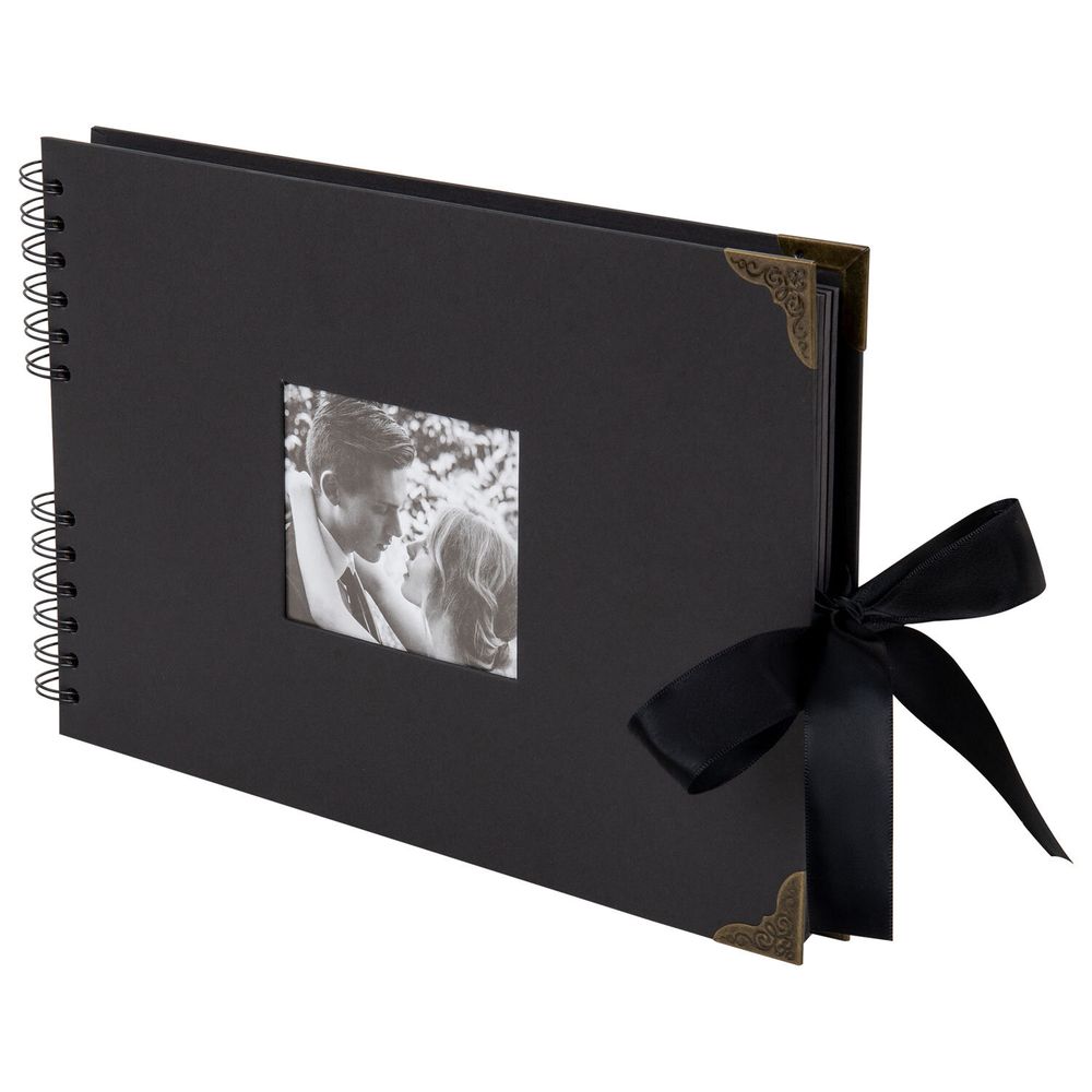 Фотоальбом 21х30 см, 40 черных листов, уголки/стикеры/ручка/клей/трафареты/маркеры, BRG Black