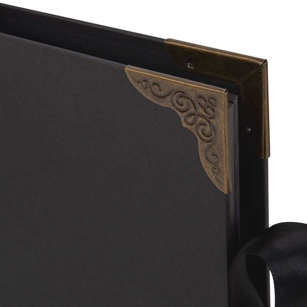 Фотоальбом 21х30 см, 40 черных листов, уголки/стикеры/ручка/клей/трафареты/маркеры, BRG Black