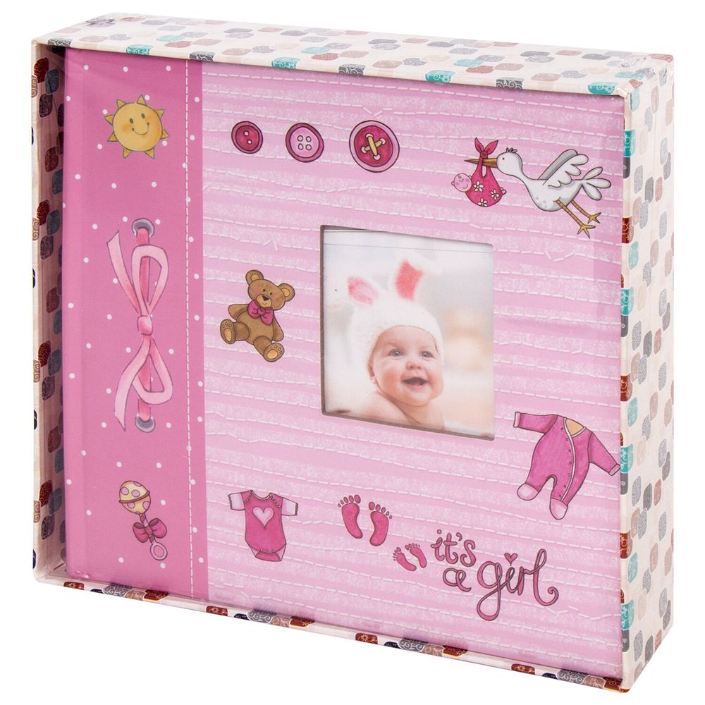 Фотоальбом BRAUBERG "It's a girl" на 200 фото 10х15 см, твердая обложка, бумажные страницы, бокс, розовый