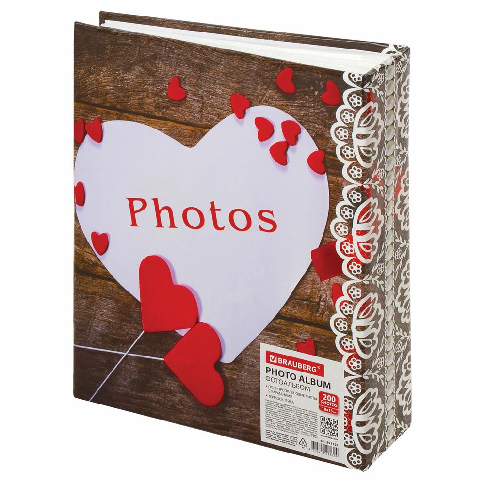Фотоальбом BRAUBERG "С любовью" на 200 фото 10х15 см, твердая обложка, термосварка