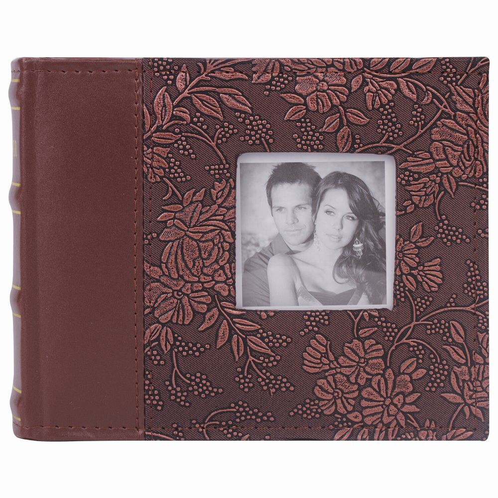 Фотоальбом BRAUBERG на 100 фотографий 10х15 см, обложка под кожу, бумажные страницы, бокс, коричневый