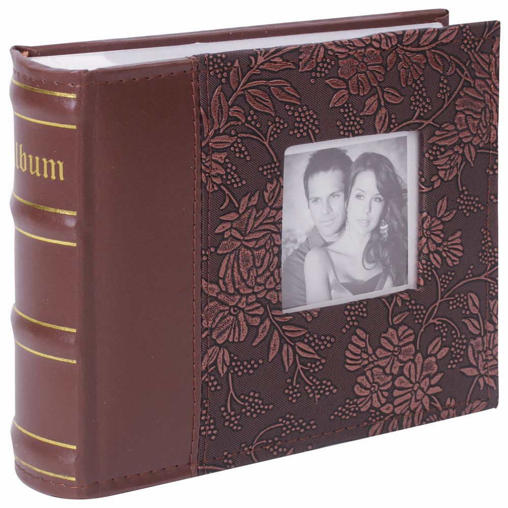 Фотоальбом BRAUBERG на 100 фотографий 10х15 см, обложка под кожу, бумажные страницы, бокс, коричневый