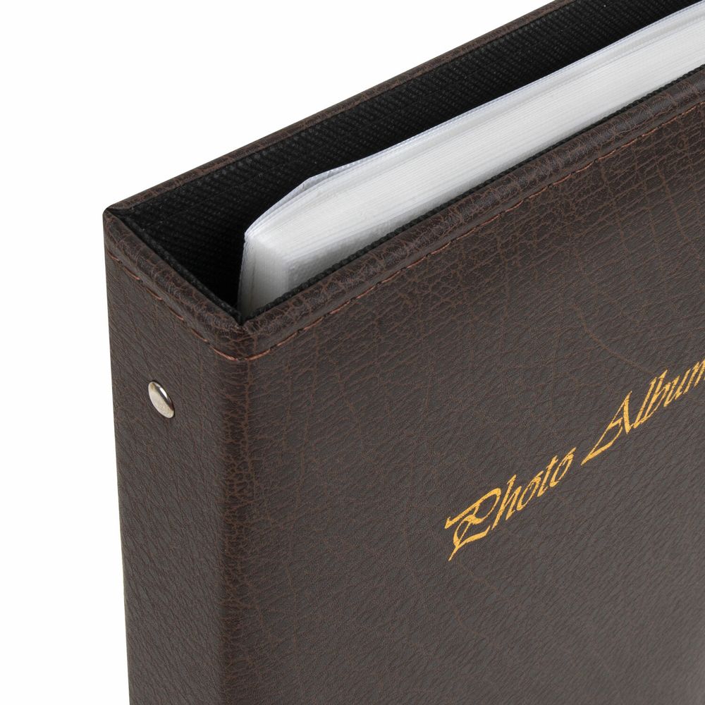 Фотоальбом BRAUBERG на 156 фото 10х15 см, под гладкую кожу, на кольцах, коричневый