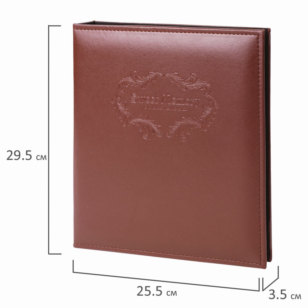 Фотоальбом BRAUBERG на 20 магнитных листов, 23х28 см, под гладкую кожу, на кольцах, коричневый