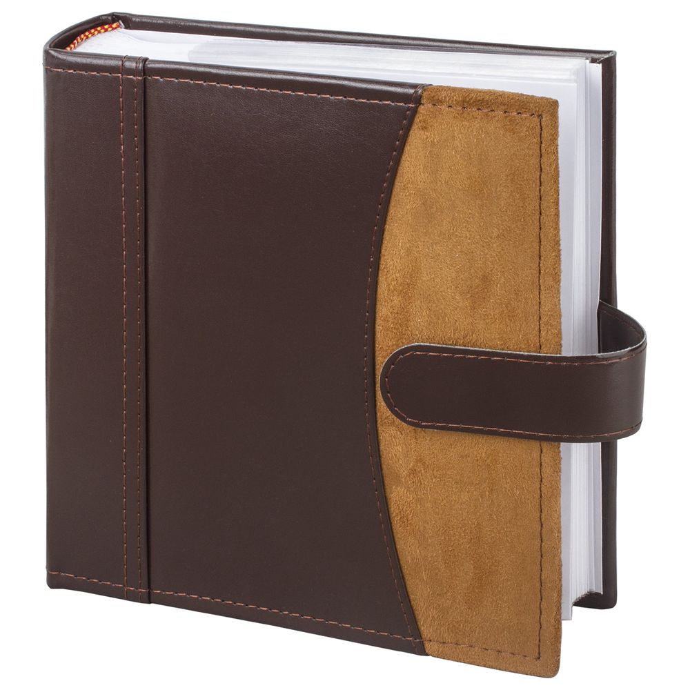 Фотоальбом BRAUBERG на 200 фото 10х15 см, под гладкую кожу, бумажные страницы, застежка, темно-коричневый