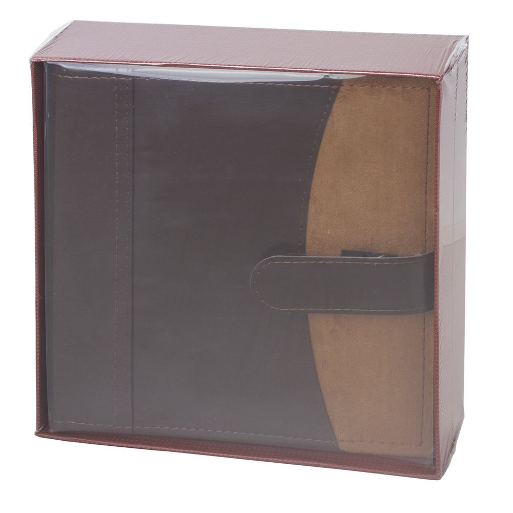 Фотоальбом BRAUBERG на 200 фото 10х15 см, под гладкую кожу, бумажные страницы, застежка, темно-коричневый