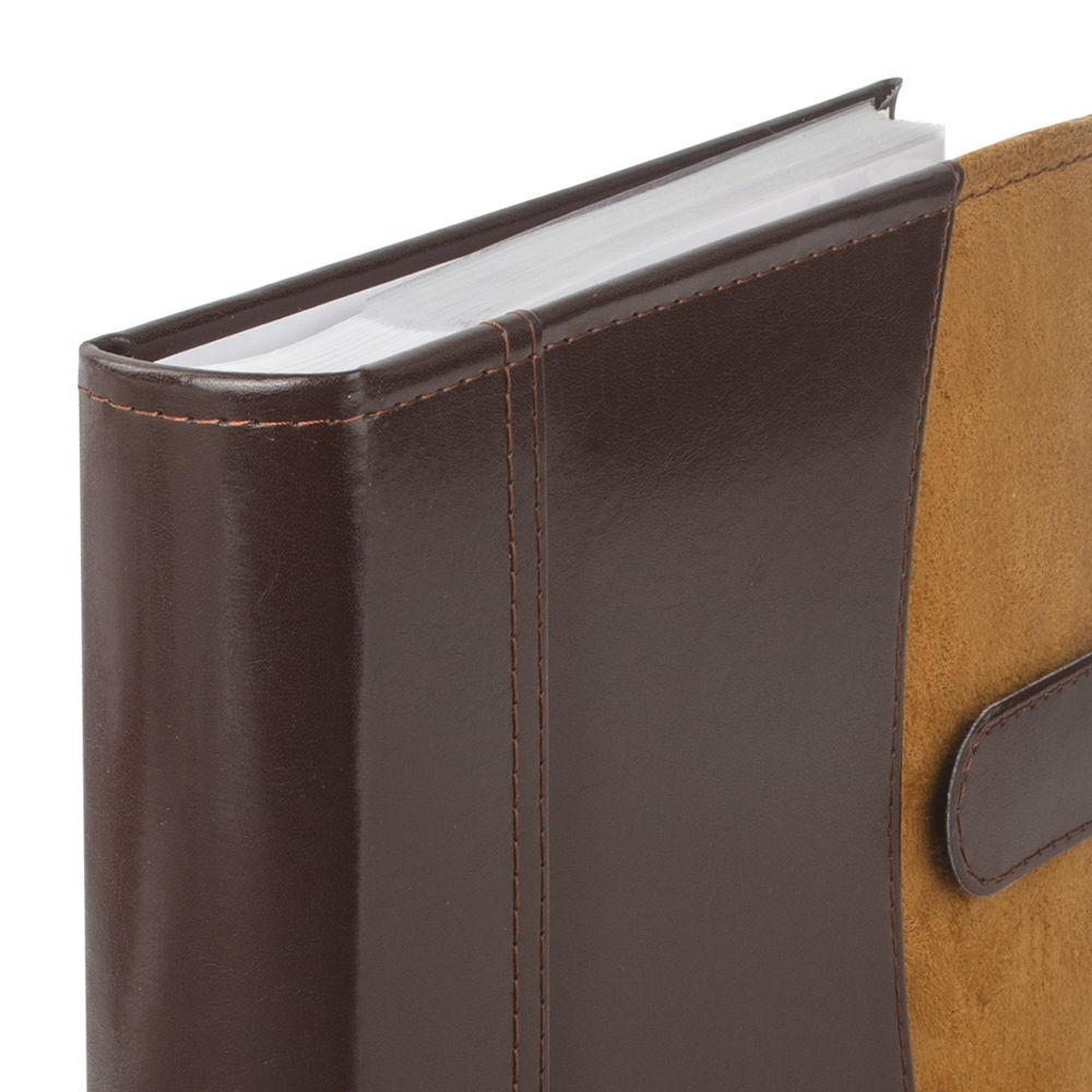 Фотоальбом BRAUBERG на 200 фото 10х15 см, под гладкую кожу, бумажные страницы, застежка, темно-коричневый