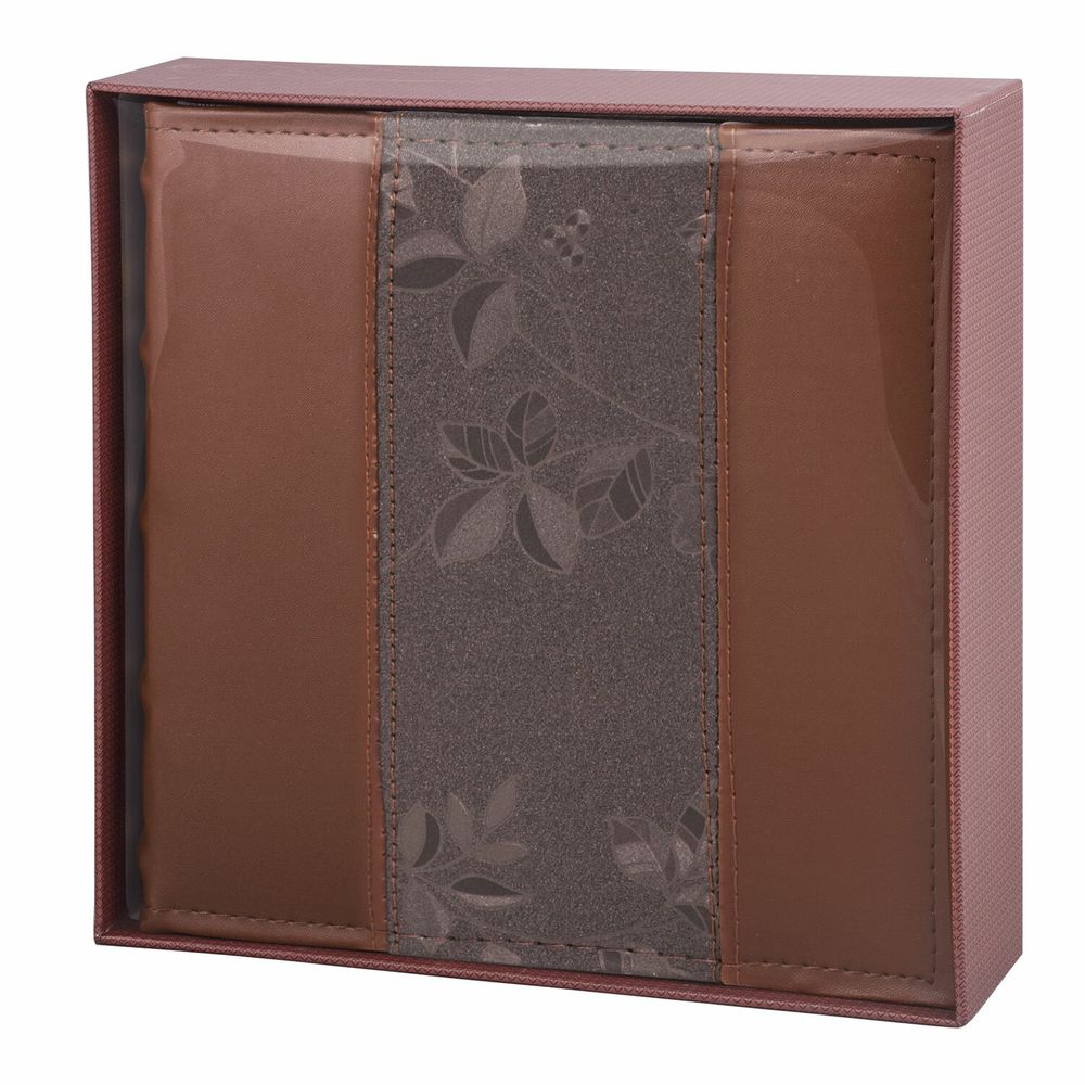 Фотоальбом BRAUBERG на 200 фото 10х15 см, под кожу (комбинированную), бумажные страницы, бокс, коричневый