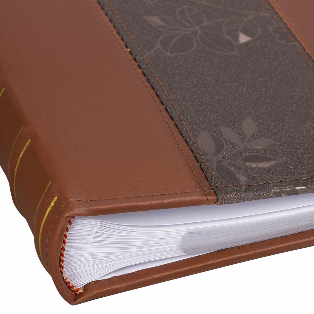 Фотоальбом BRAUBERG на 200 фото 10х15 см, под кожу (комбинированную), бумажные страницы, бокс, коричневый