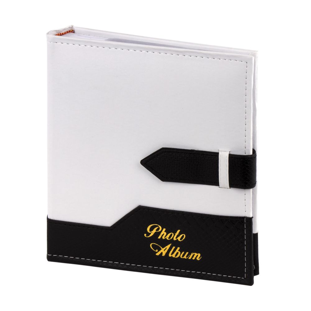 Фотоальбом BRAUBERG на 200 фото. 10х15 см, под замшу, бумажные страницы, бокс, белый с черным