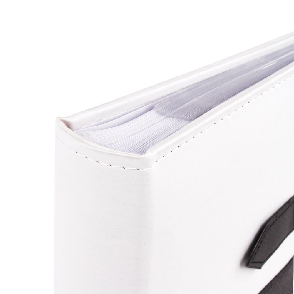 Фотоальбом BRAUBERG на 200 фото. 10х15 см, под замшу, бумажные страницы, бокс, белый с черным