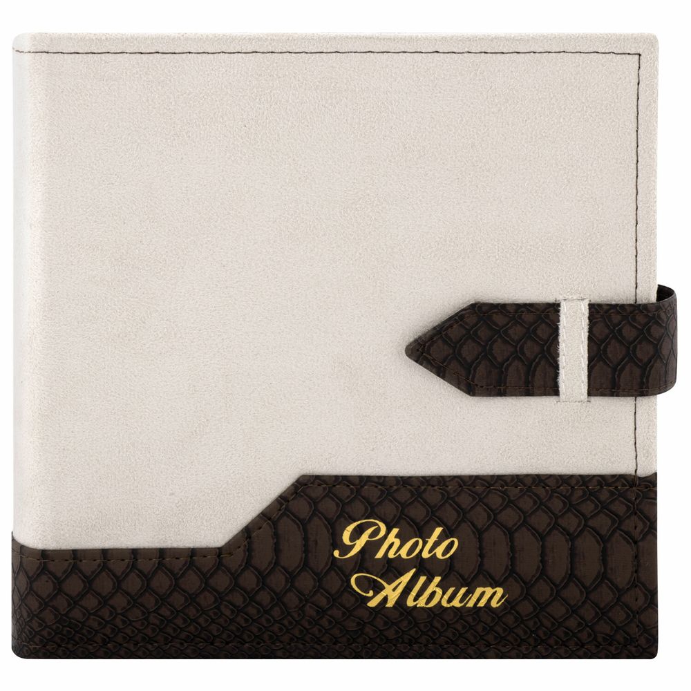 Фотоальбом BRAUBERG на 200 фотографий 10х15 см, под замшу, бумажные страницы, бокс, беж с коричневым